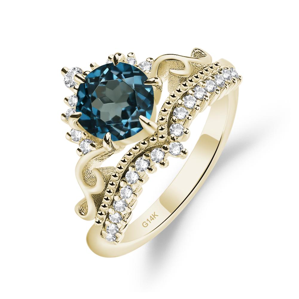Vintage London Blue Topaz Cocktail Ring - LUO Jewelry #metal_14k yellow gold