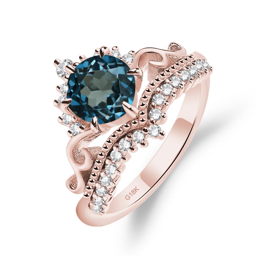 Vintage London Blue Topaz Cocktail Ring - LUO Jewelry #metal_18k rose gold