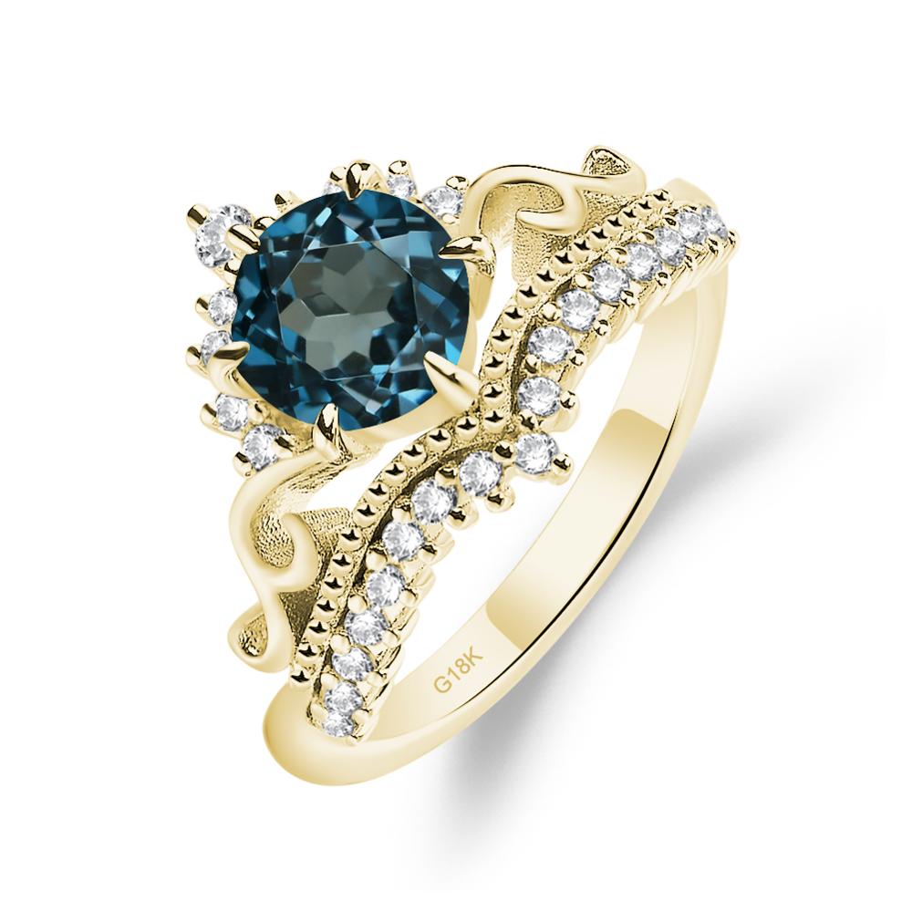 Vintage London Blue Topaz Cocktail Ring - LUO Jewelry #metal_18k yellow gold