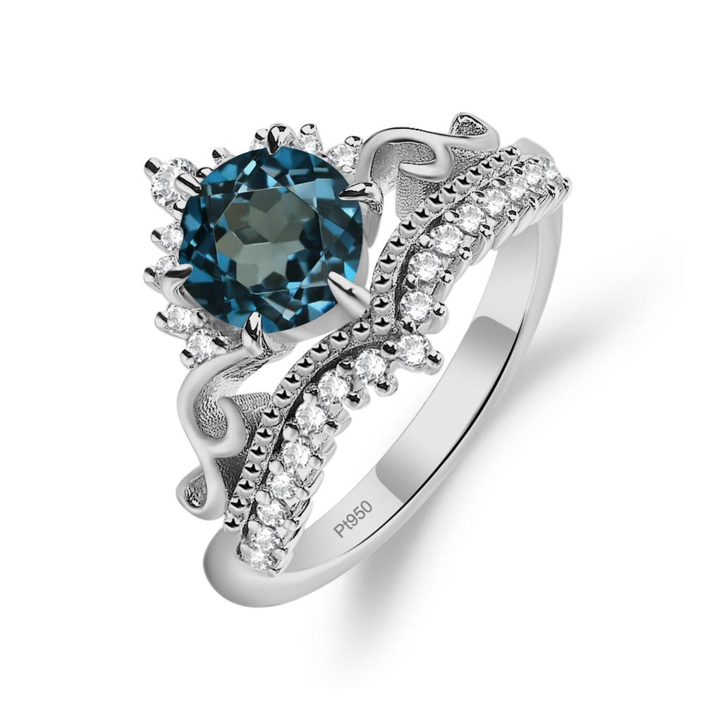 Vintage London Blue Topaz Cocktail Ring - LUO Jewelry #metal_platinum