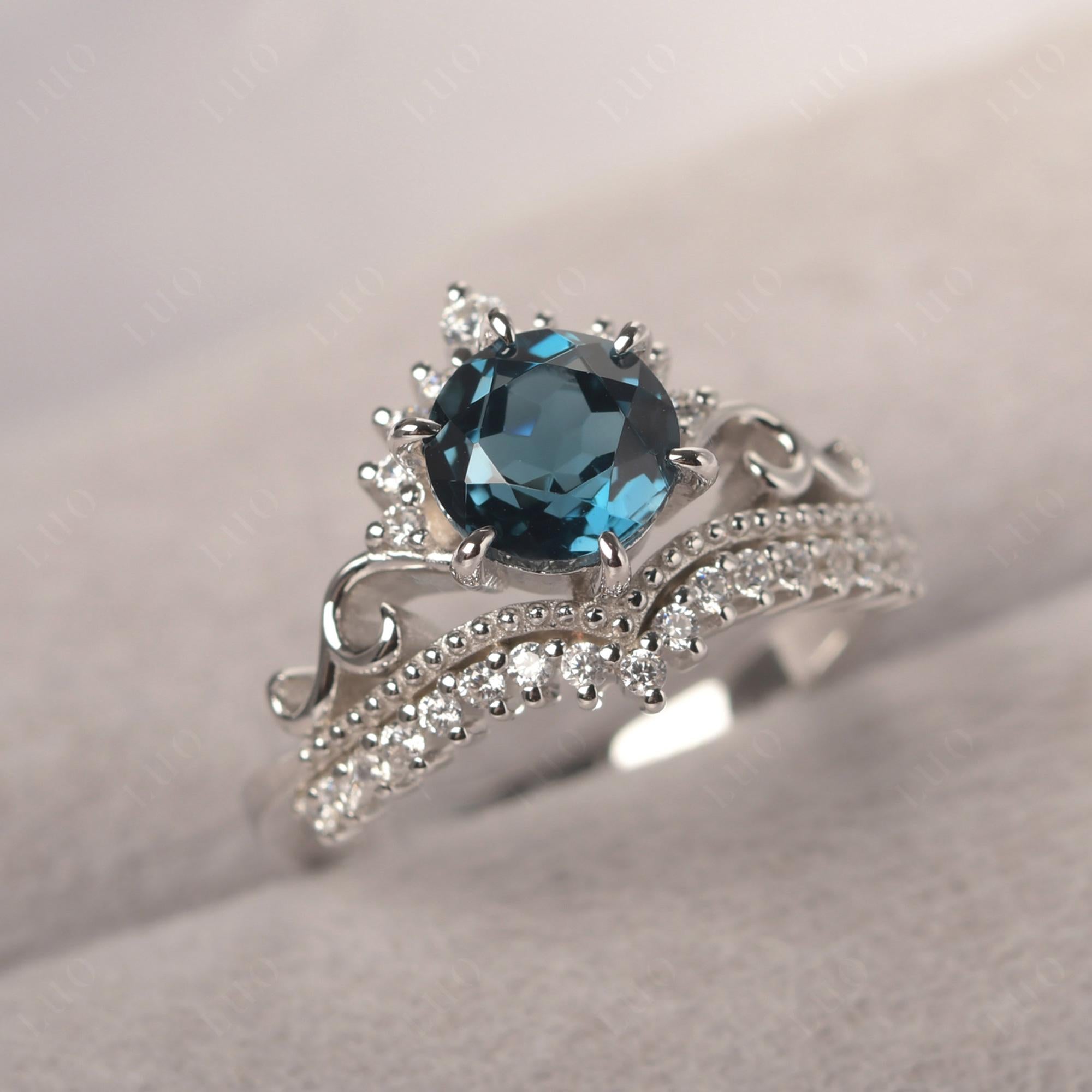 Vintage London Blue Topaz Cocktail Ring - LUO Jewelry