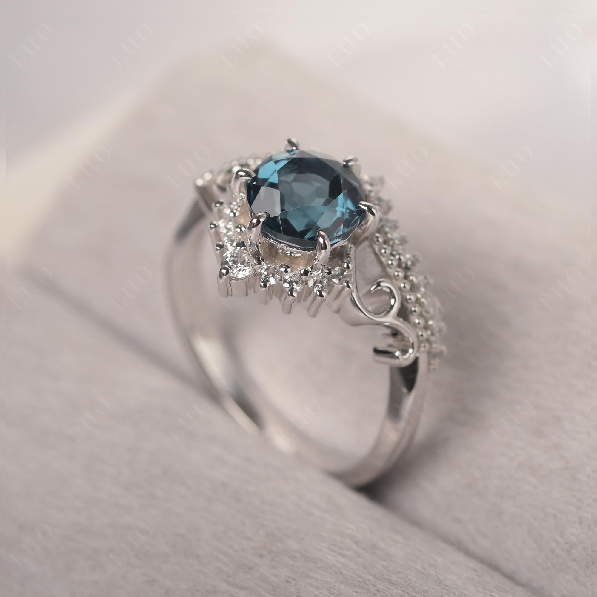 Vintage London Blue Topaz Cocktail Ring - LUO Jewelry