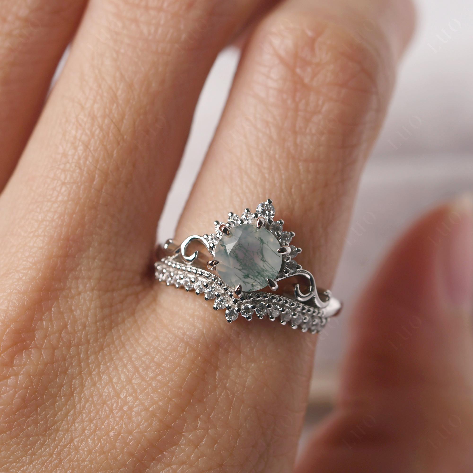Vintage Moss Agate Cocktail Ring - LUO Jewelry