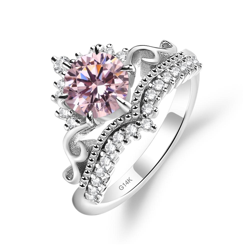 Vintage Pink Cubic Zirconia Cocktail Ring - LUO Jewelry #metal_14k white gold
