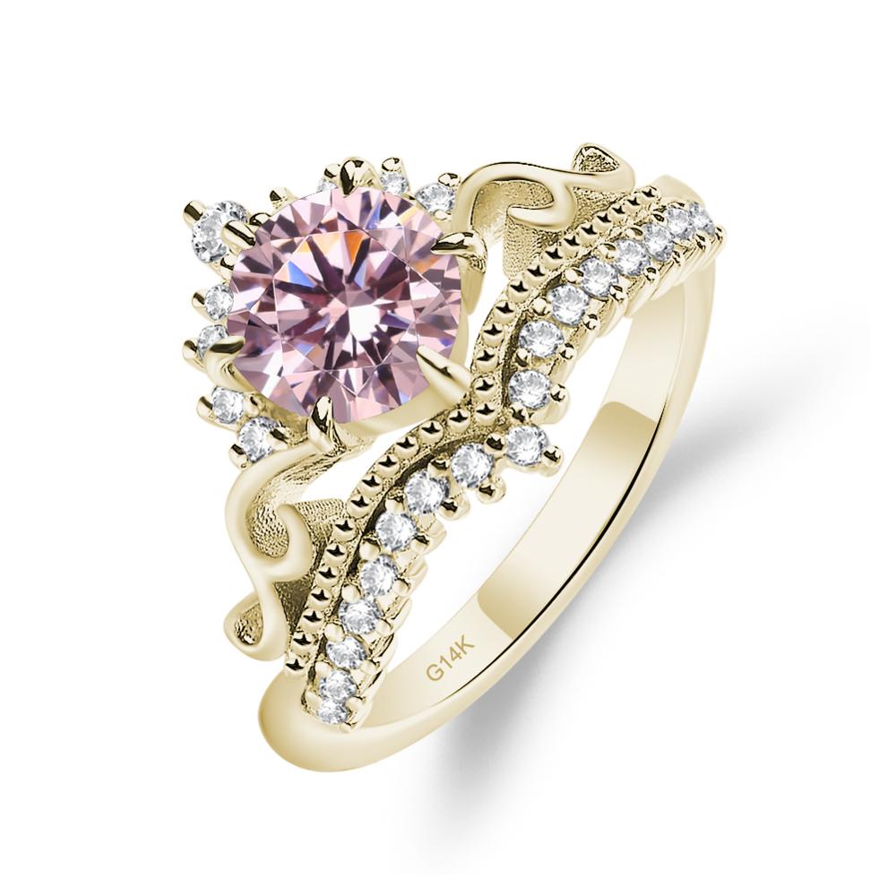 Vintage Pink Cubic Zirconia Cocktail Ring - LUO Jewelry #metal_14k yellow gold