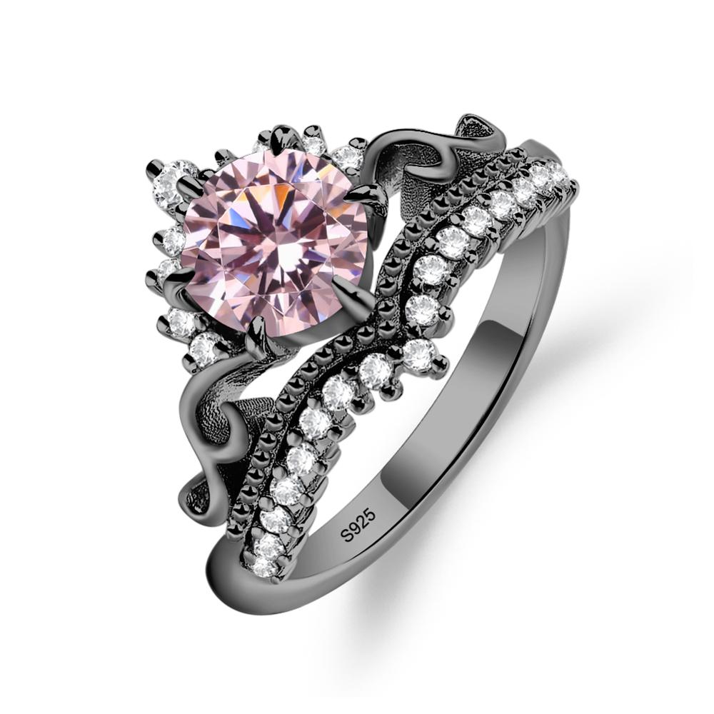 Vintage Pink Cubic Zirconia Cocktail Ring - LUO Jewelry #metal_black finish sterling silver