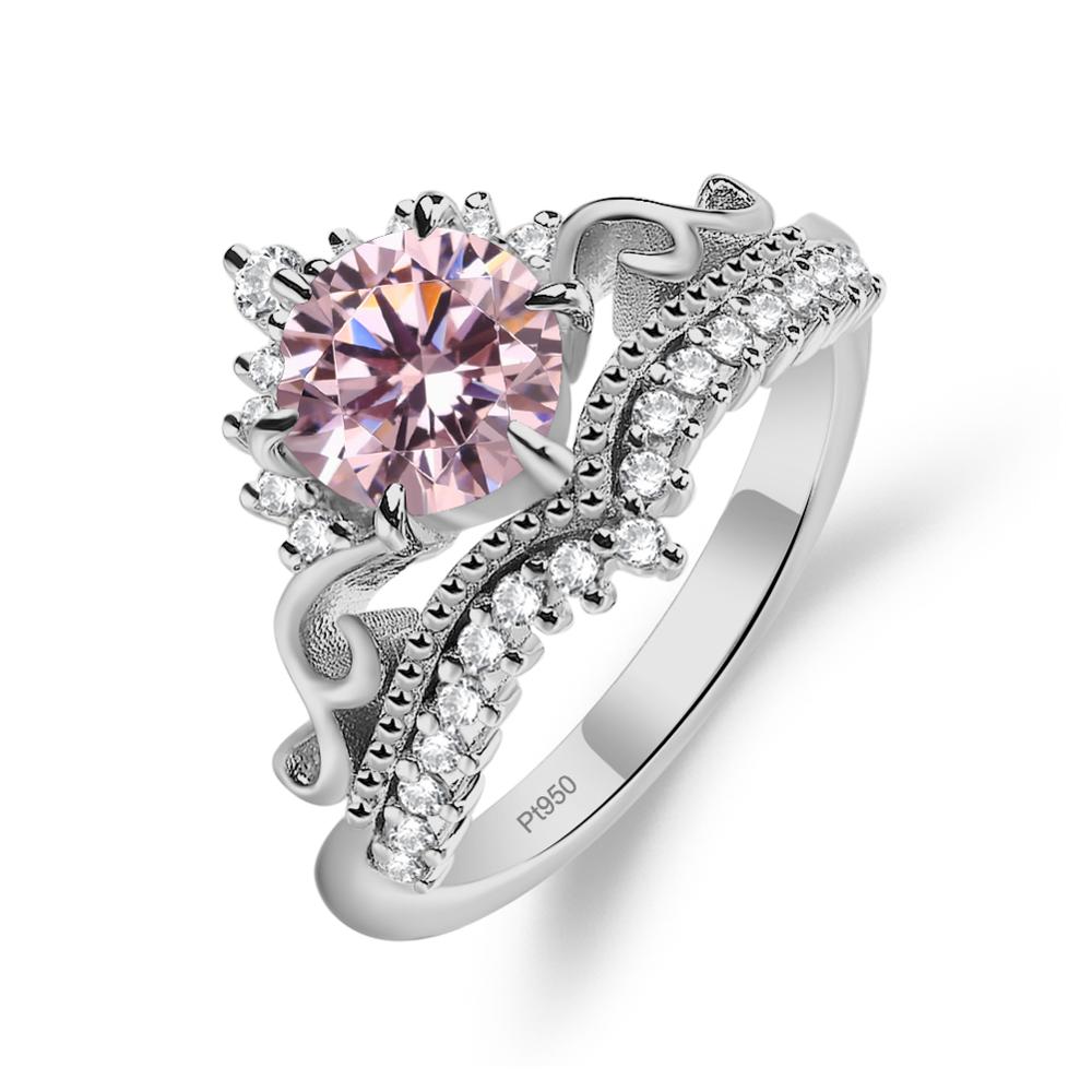 Vintage Pink Cubic Zirconia Cocktail Ring - LUO Jewelry #metal_platinum