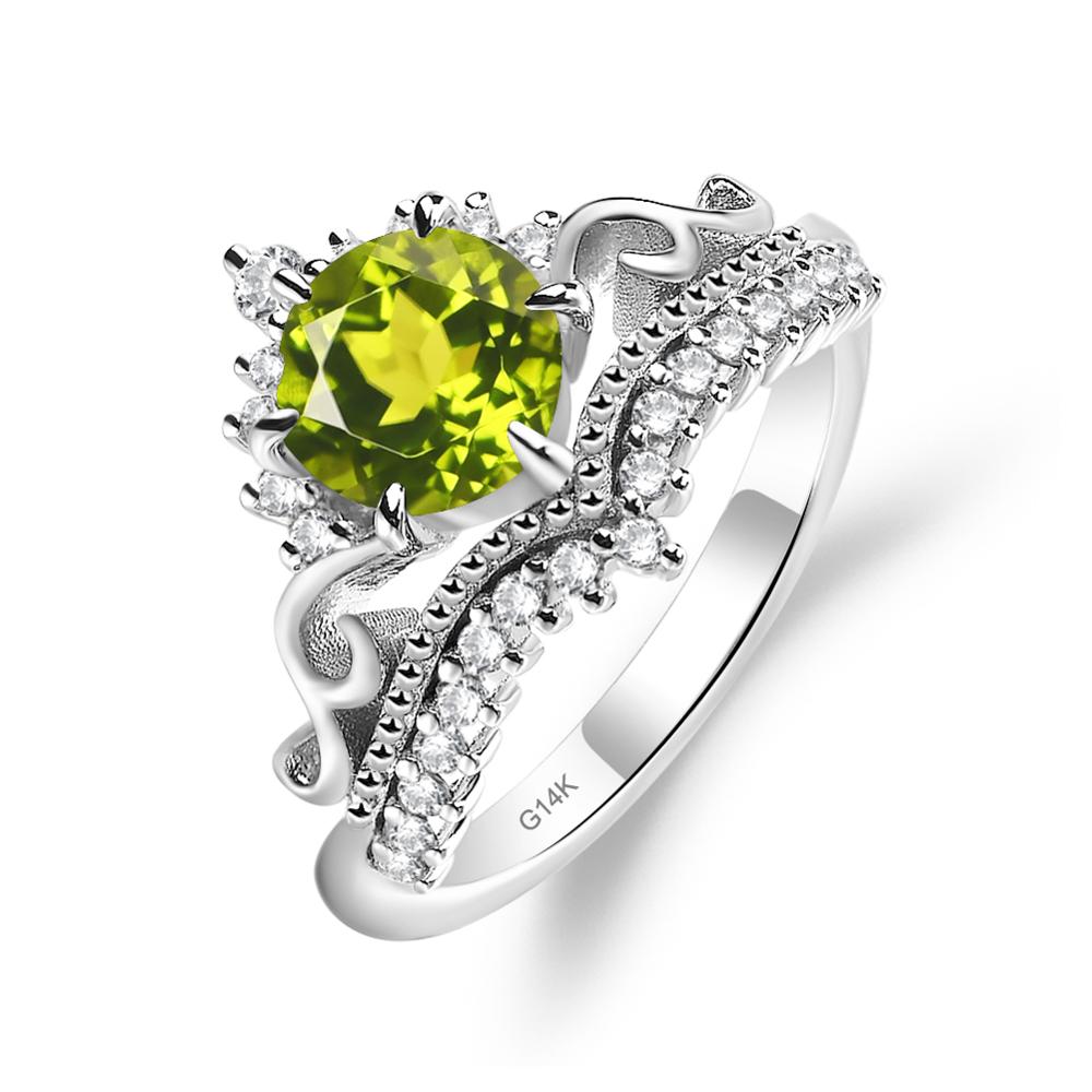 Vintage Peridot Cocktail Ring - LUO Jewelry #metal_14k white gold