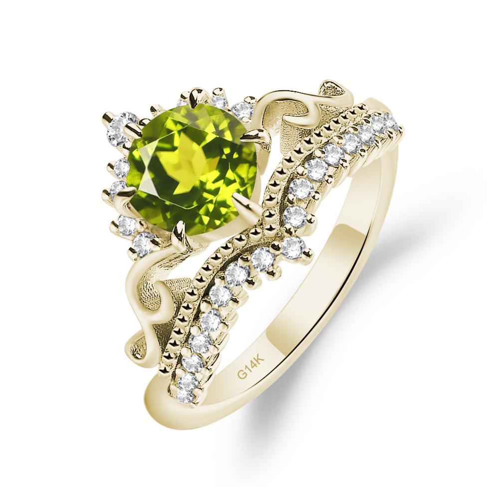 Vintage Peridot Cocktail Ring - LUO Jewelry #metal_14k yellow gold