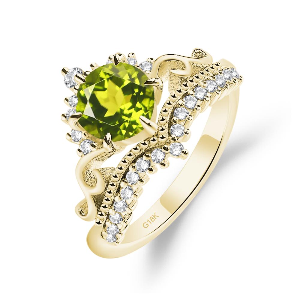 Vintage Peridot Cocktail Ring - LUO Jewelry #metal_18k yellow gold