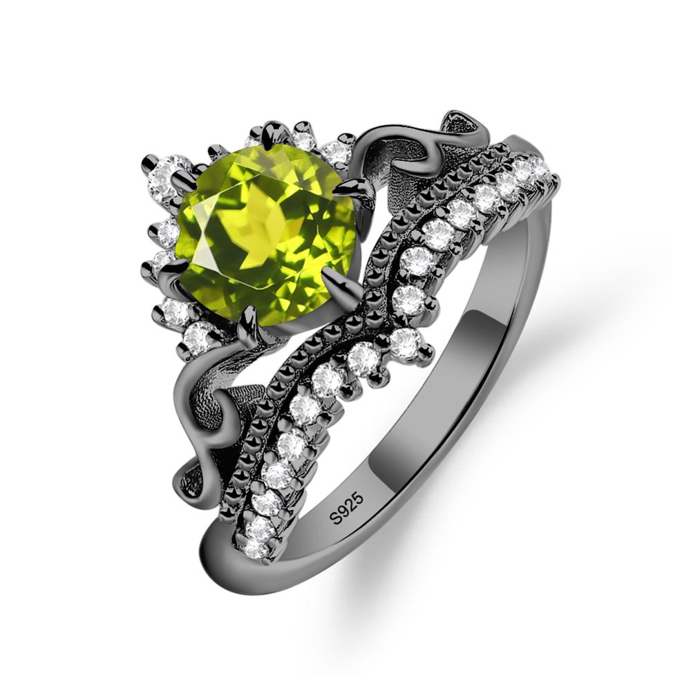 Vintage Peridot Cocktail Ring - LUO Jewelry #metal_black finish sterling silver