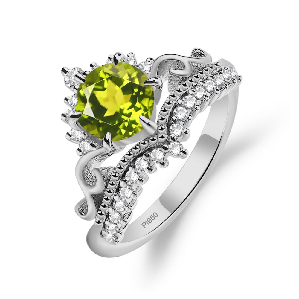 Vintage Peridot Cocktail Ring - LUO Jewelry #metal_platinum