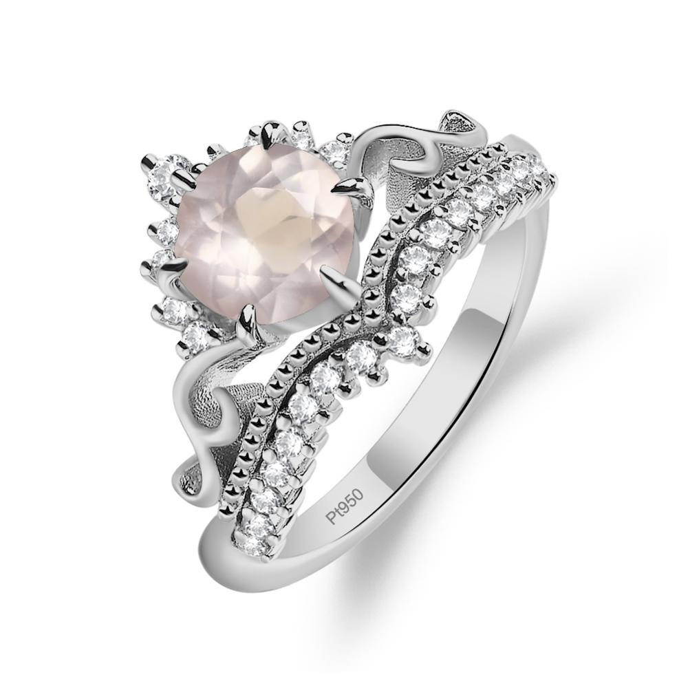 Vintage Rose Quartz Cocktail Ring - LUO Jewelry #metal_platinum
