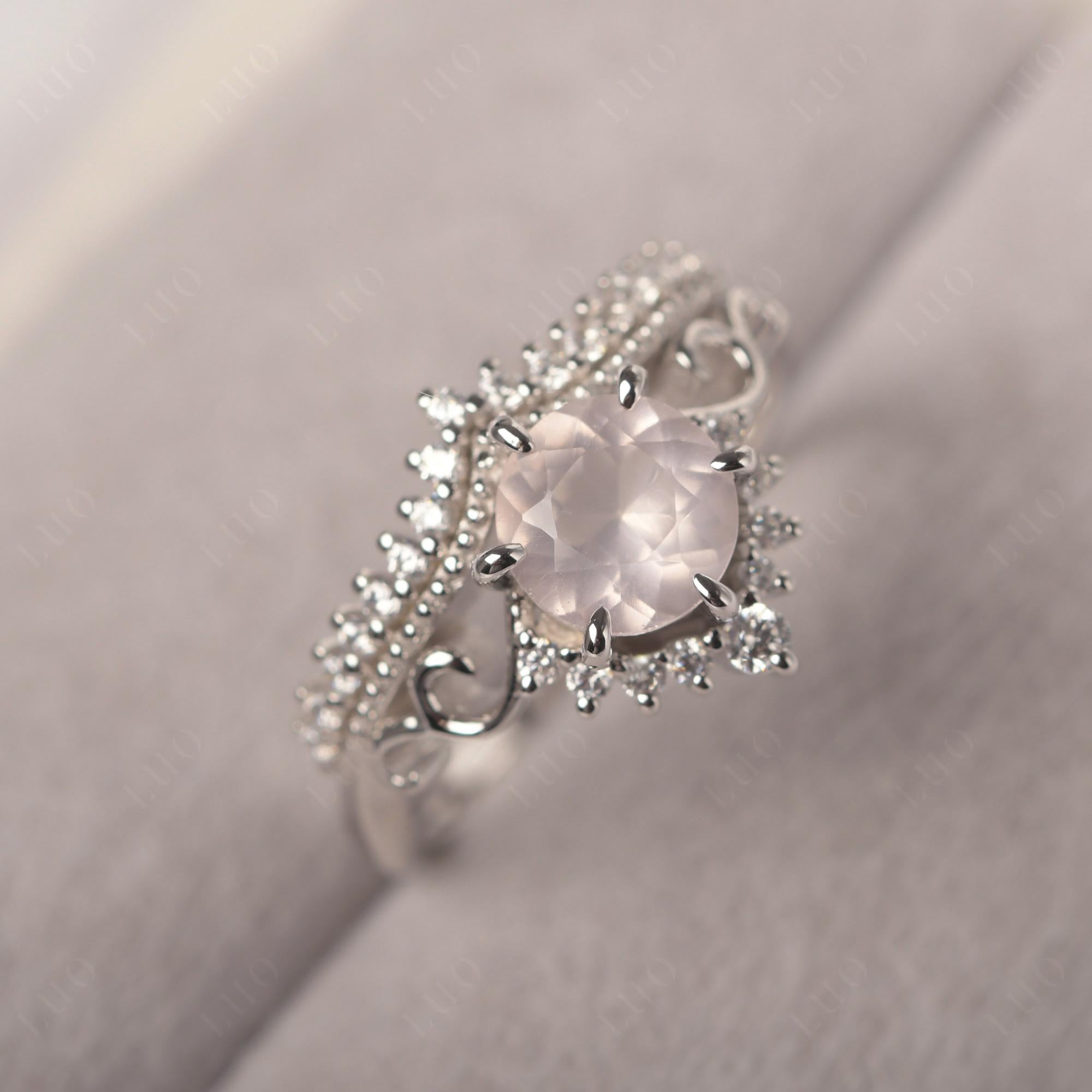 Vintage Rose Quartz Cocktail Ring - LUO Jewelry