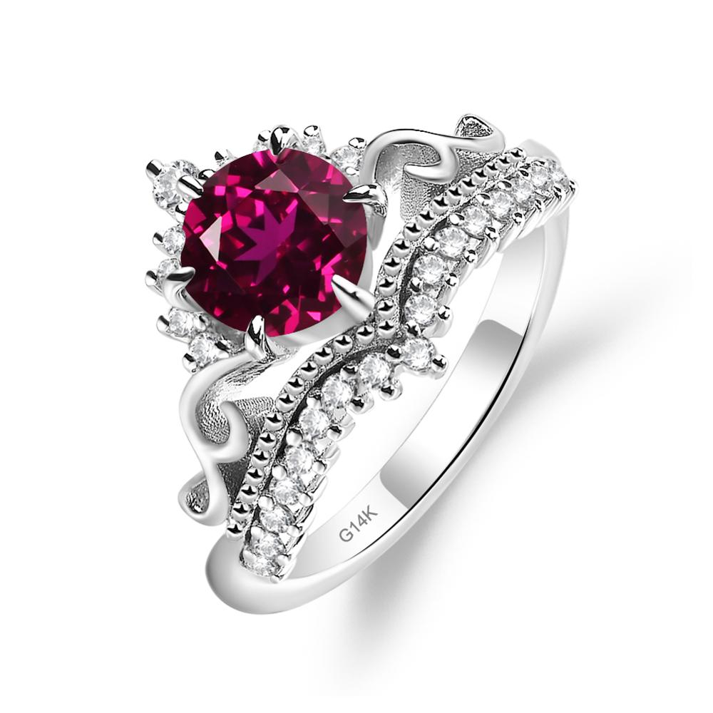 Vintage Ruby Cocktail Ring - LUO Jewelry #metal_14k white gold