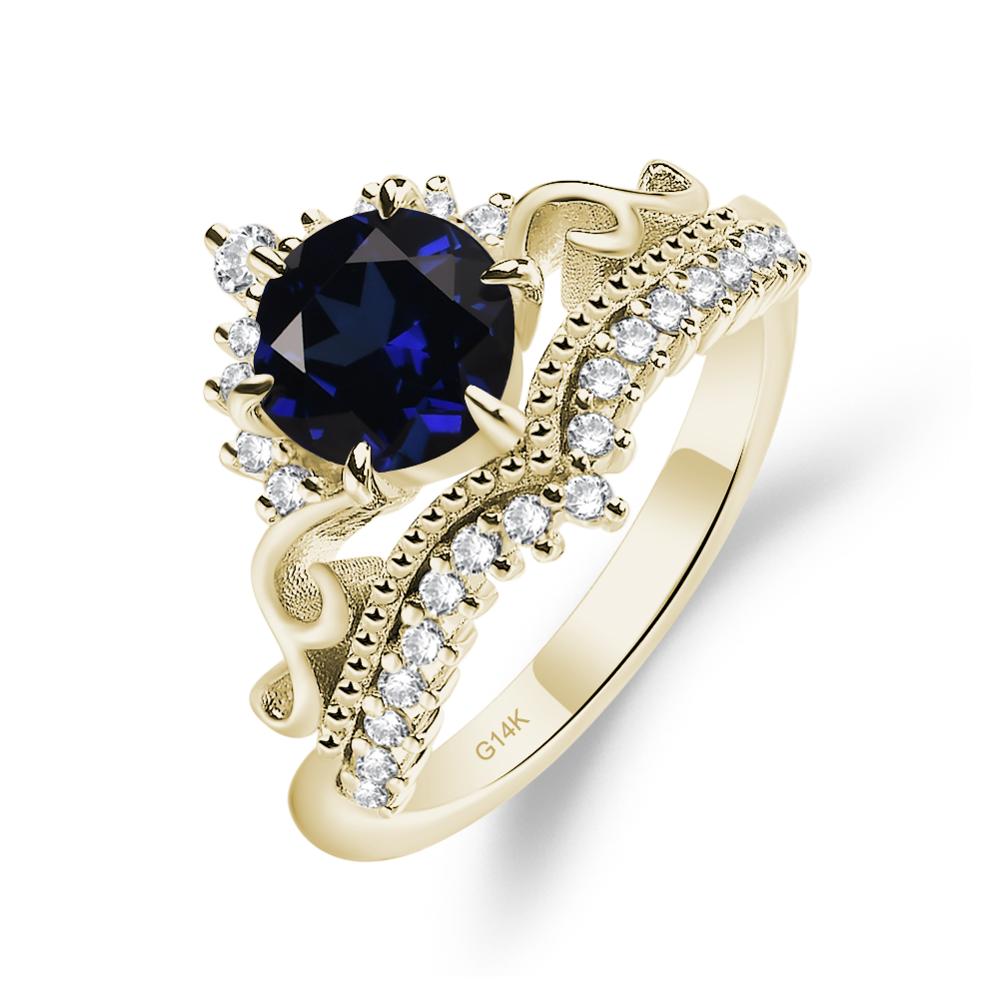 Vintage Sapphire Cocktail Ring - LUO Jewelry #metal_14k yellow gold