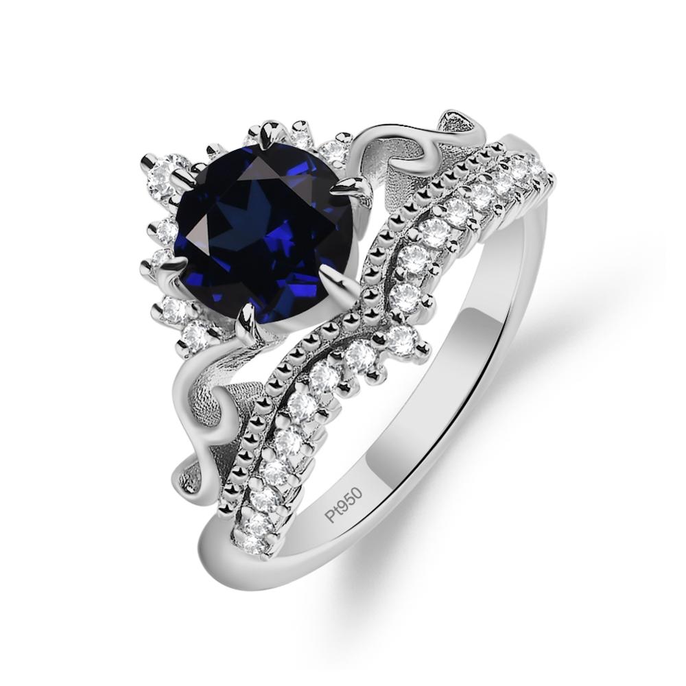 Vintage Sapphire Cocktail Ring - LUO Jewelry #metal_platinum
