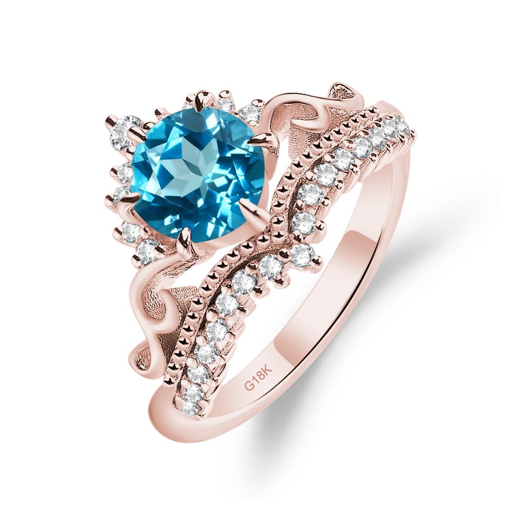 Vintage Swiss Blue Topaz Cocktail Ring - LUO Jewelry #metal_18k rose gold