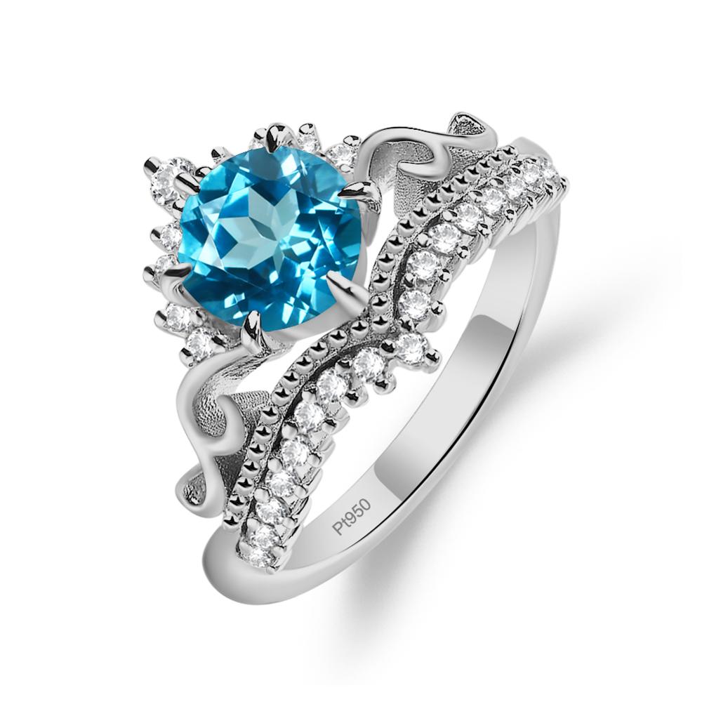 Vintage Swiss Blue Topaz Cocktail Ring - LUO Jewelry #metal_platinum