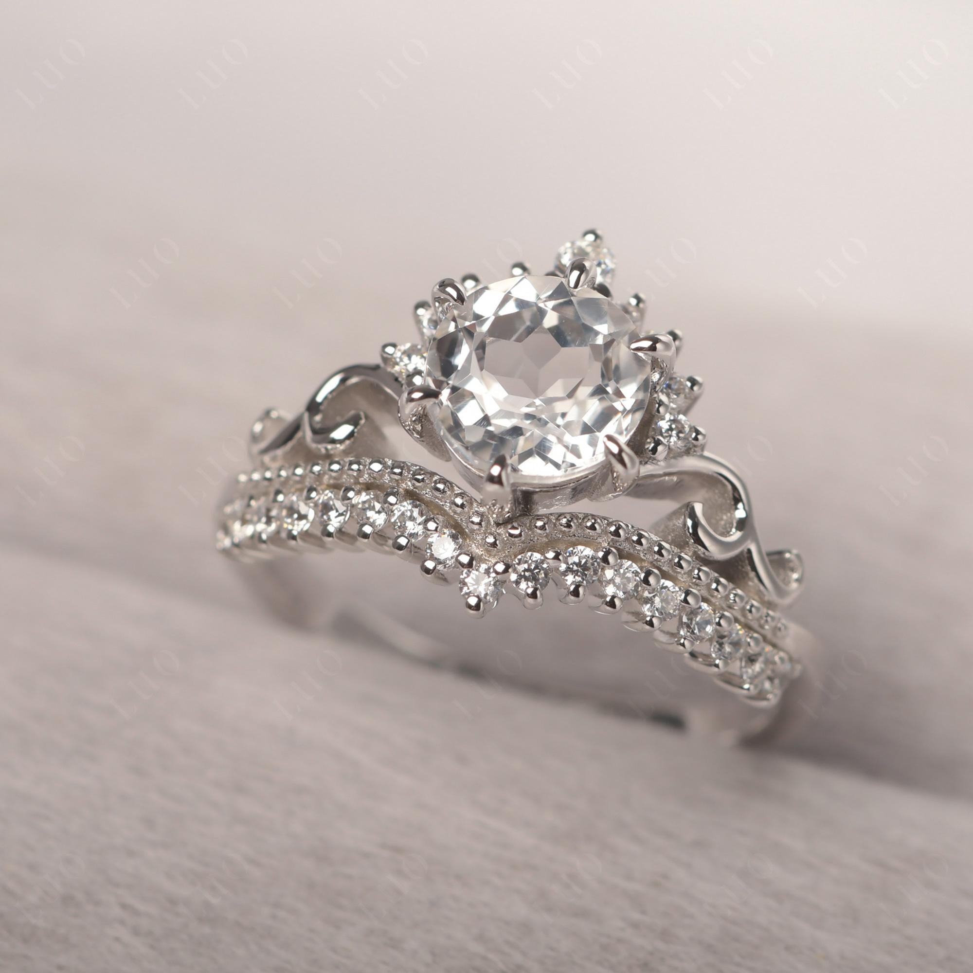 Vintage White Topaz Cocktail Ring - LUO Jewelry