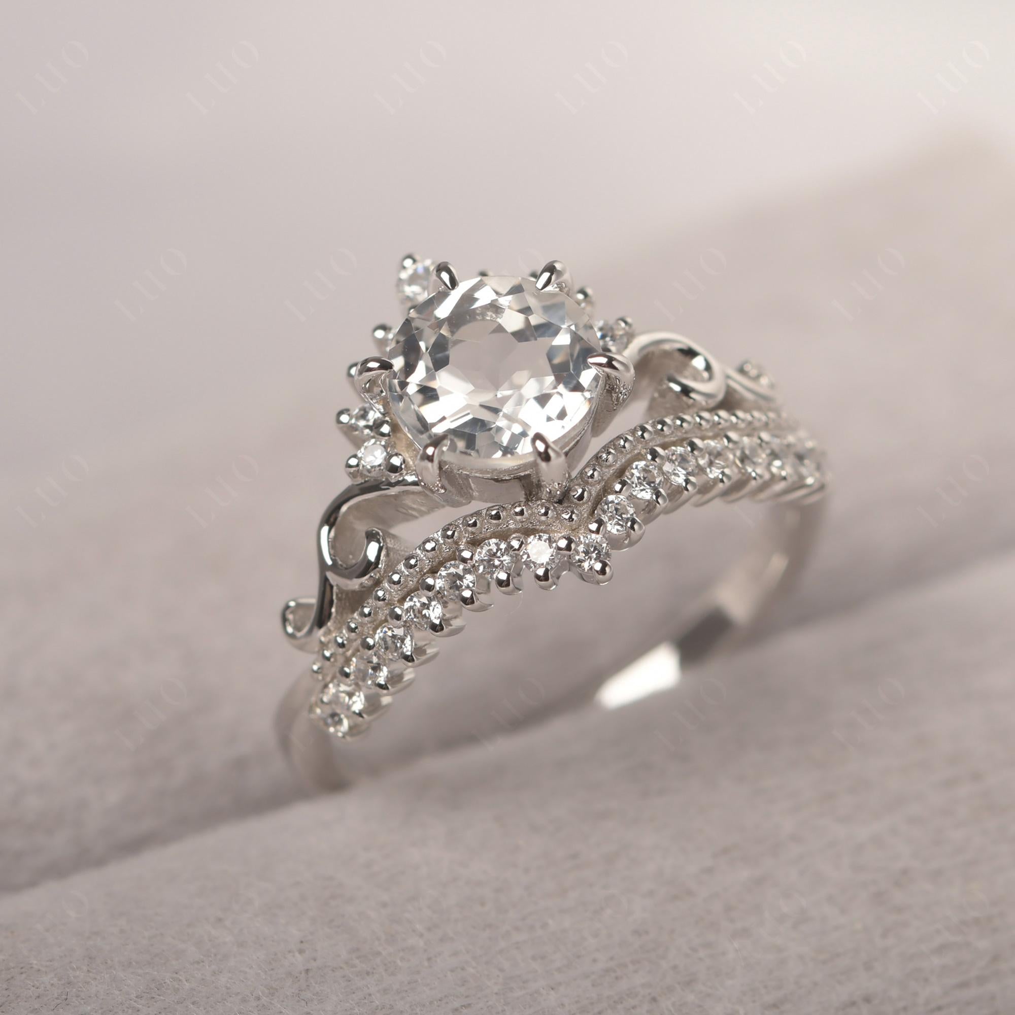 Vintage White Topaz Cocktail Ring - LUO Jewelry