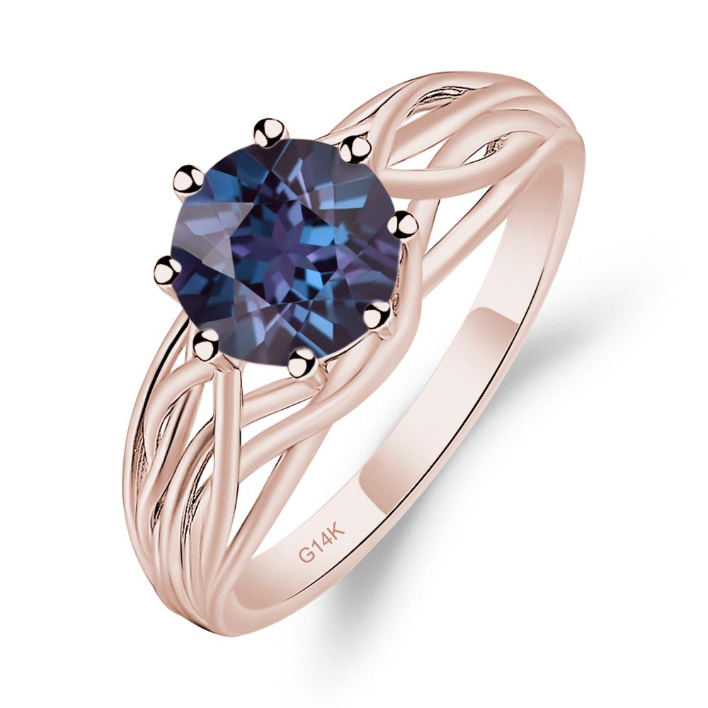 Intertwined Alexandrite Wedding Ring - LUO Jewelry #metal_14k rose gold