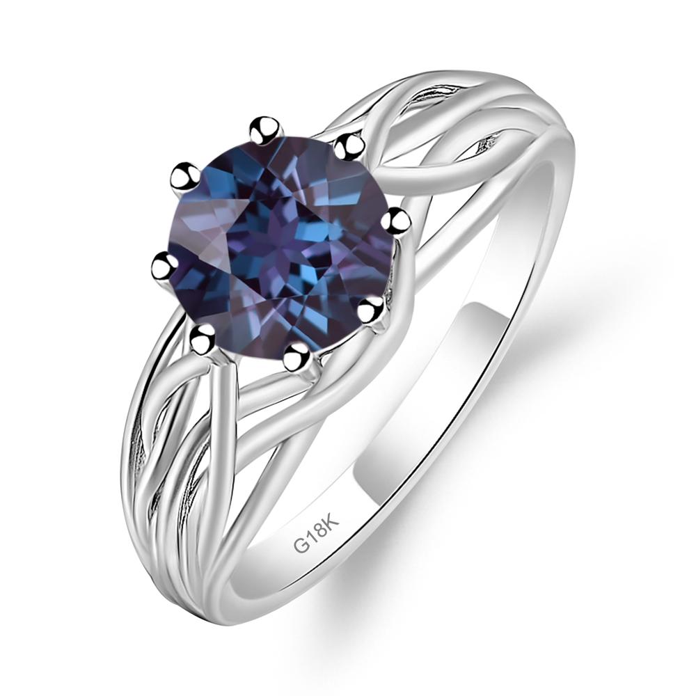 Intertwined Alexandrite Wedding Ring - LUO Jewelry #metal_18k white gold