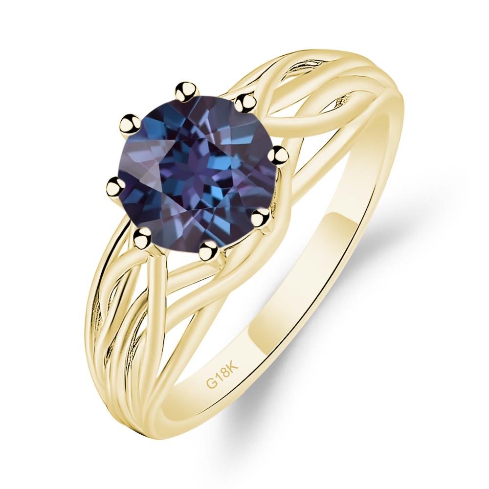 Intertwined Alexandrite Wedding Ring - LUO Jewelry #metal_18k yellow gold