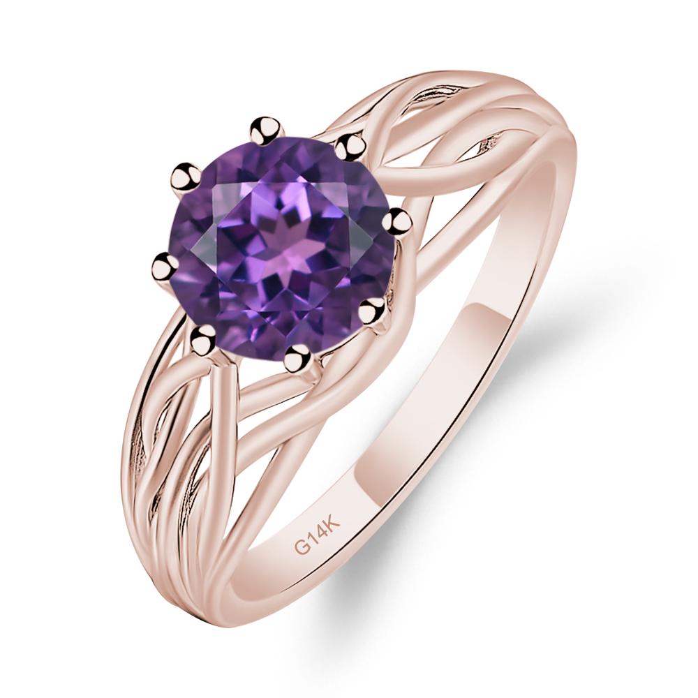 Intertwined Amethyst Wedding Ring - LUO Jewelry #metal_14k rose gold