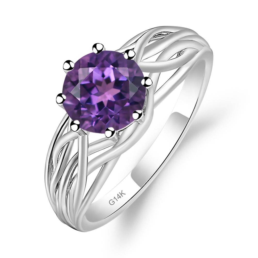 Intertwined Amethyst Wedding Ring - LUO Jewelry #metal_14k white gold