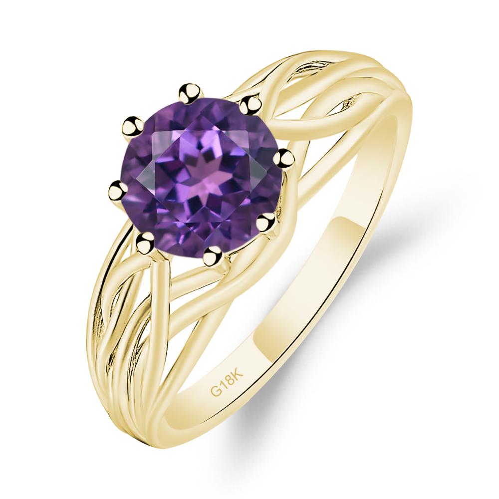 Intertwined Amethyst Wedding Ring - LUO Jewelry #metal_18k yellow gold