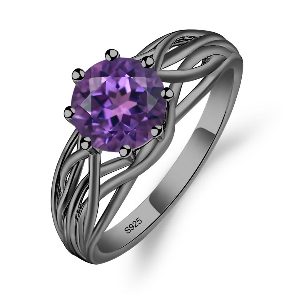 Intertwined Amethyst Wedding Ring - LUO Jewelry #metal_black finish sterling silver