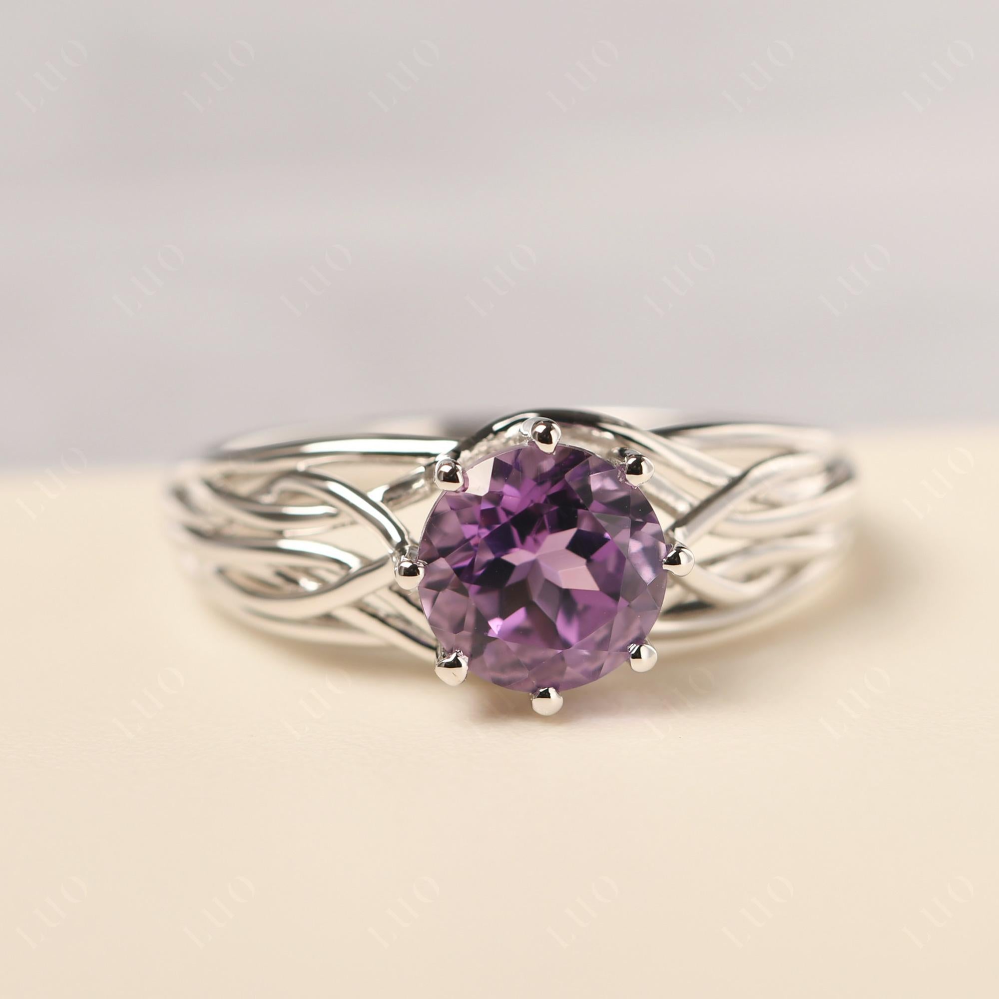Intertwined Amethyst Wedding Ring - LUO Jewelry