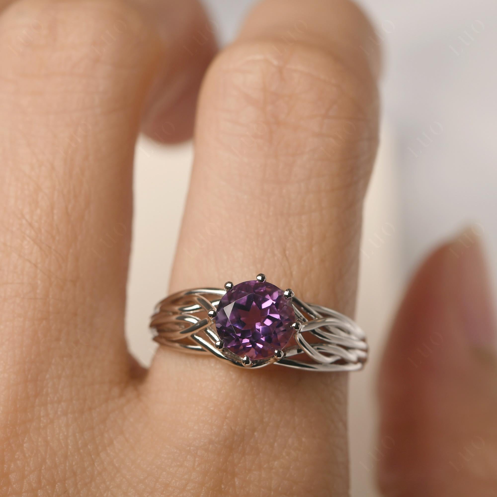 Intertwined Amethyst Wedding Ring - LUO Jewelry