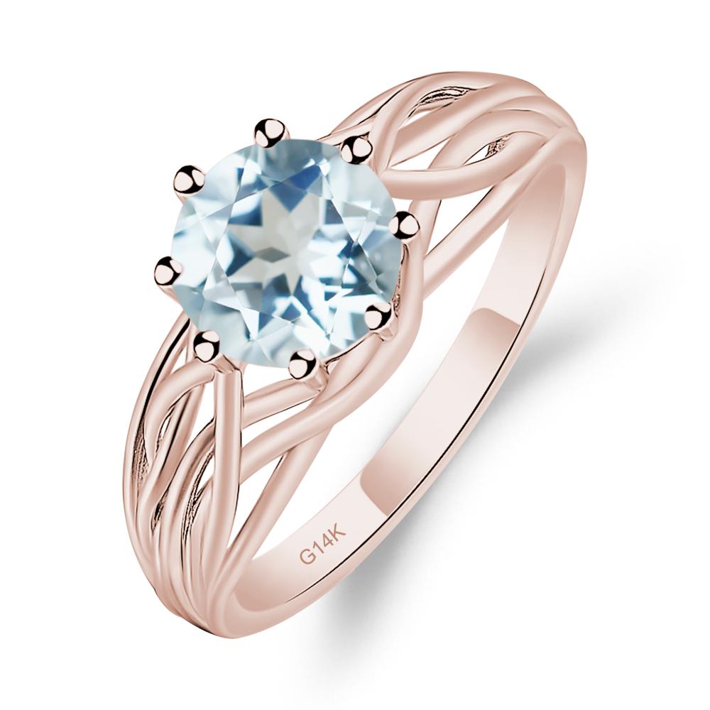 Intertwined Aquamarine Wedding Ring - LUO Jewelry #metal_14k rose gold