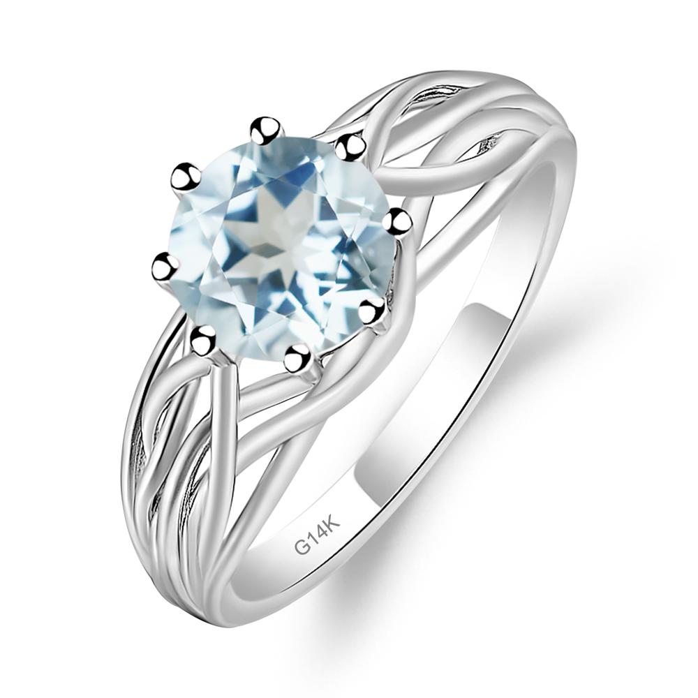 Intertwined Aquamarine Wedding Ring - LUO Jewelry #metal_14k white gold