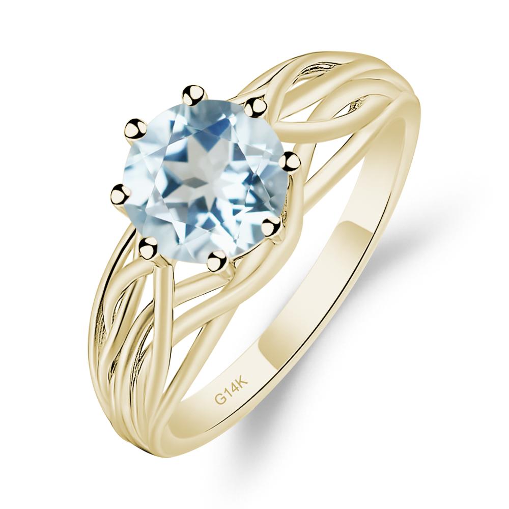Intertwined Aquamarine Wedding Ring - LUO Jewelry #metal_14k yellow gold