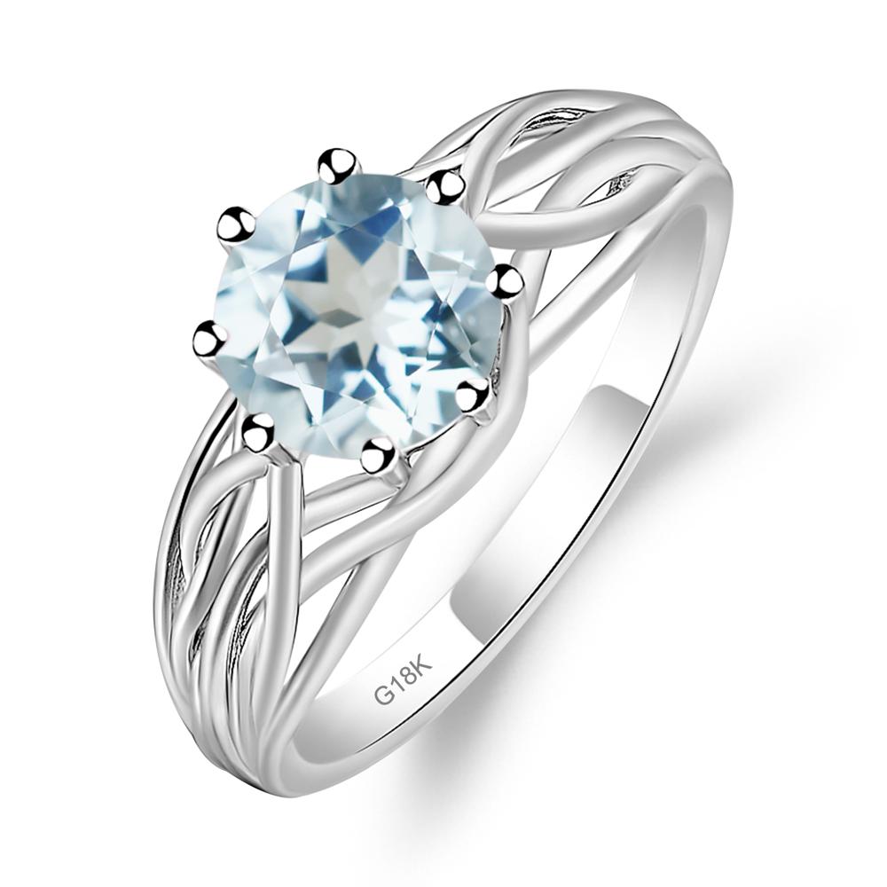 Intertwined Aquamarine Wedding Ring - LUO Jewelry #metal_18k white gold