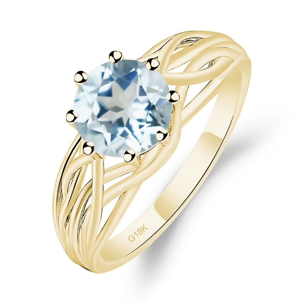 Intertwined Aquamarine Wedding Ring - LUO Jewelry #metal_18k yellow gold