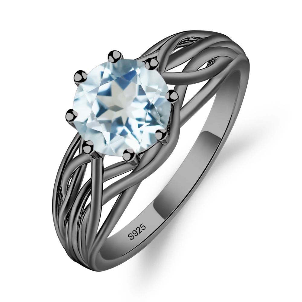 Intertwined Aquamarine Wedding Ring - LUO Jewelry #metal_black finish sterling silver