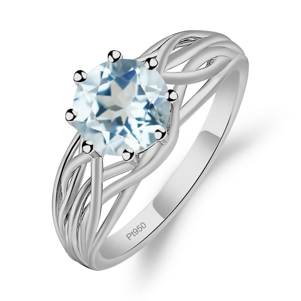 Intertwined Aquamarine Wedding Ring - LUO Jewelry #metal_platinum