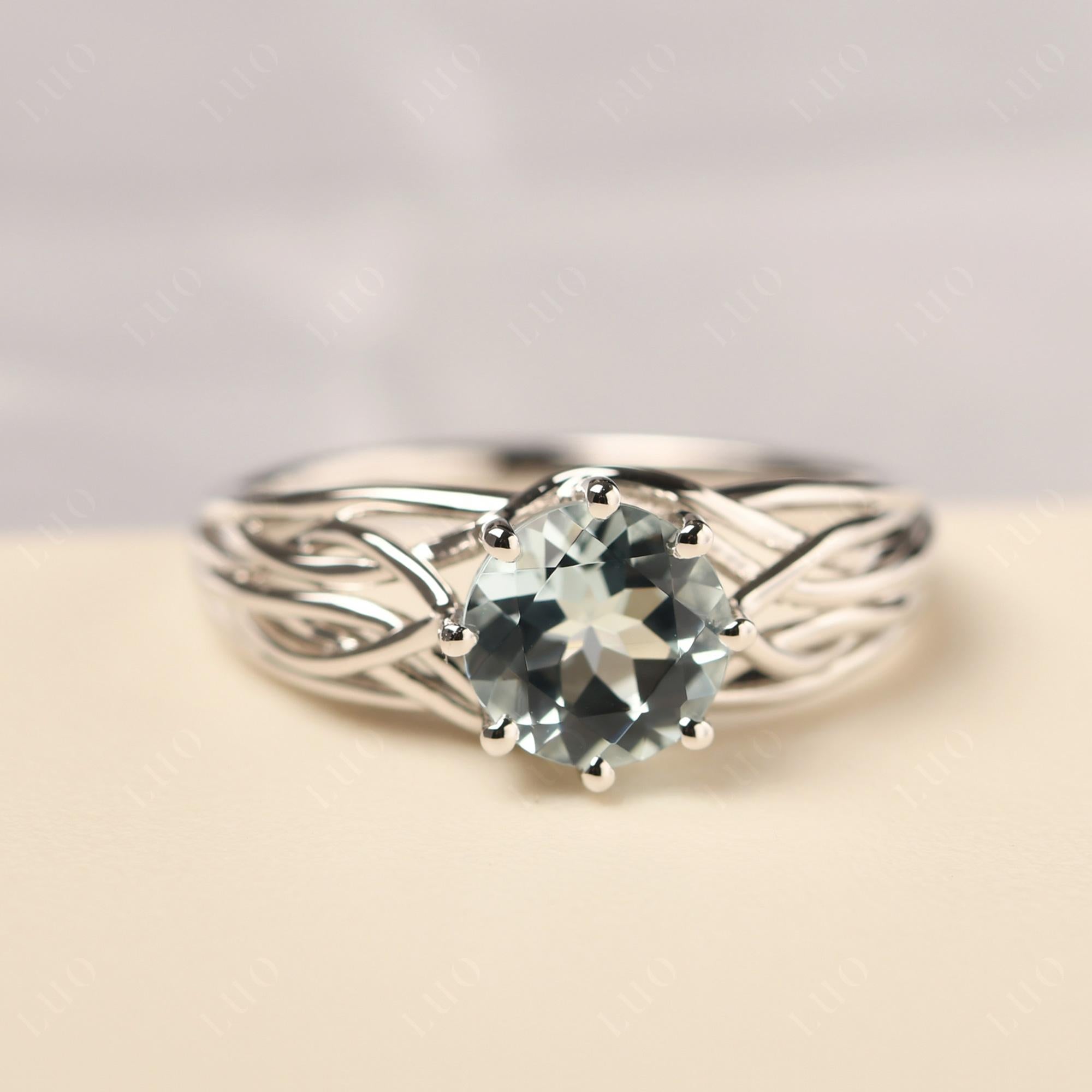 Intertwined Aquamarine Wedding Ring - LUO Jewelry