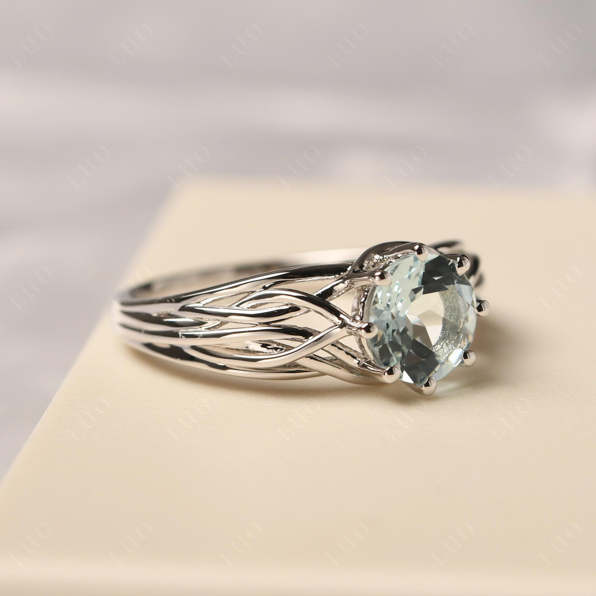 Intertwined Aquamarine Wedding Ring - LUO Jewelry