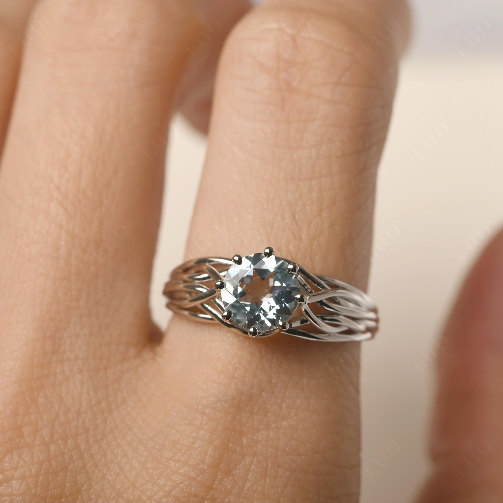 Intertwined Aquamarine Wedding Ring - LUO Jewelry