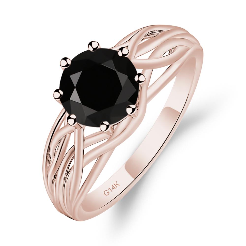 Intertwined Black Spinel Wedding Ring - LUO Jewelry #metal_14k rose gold