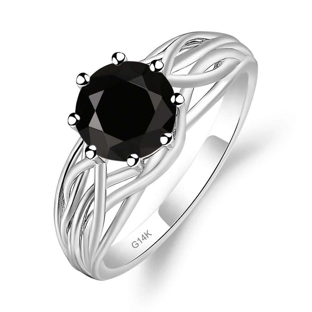 Intertwined Black Spinel Wedding Ring - LUO Jewelry #metal_14k white gold