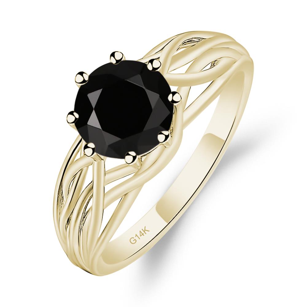 Intertwined Black Spinel Wedding Ring - LUO Jewelry #metal_14k yellow gold