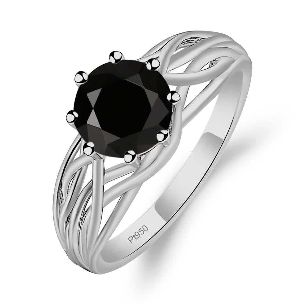 Intertwined Black Spinel Wedding Ring - LUO Jewelry #metal_platinum