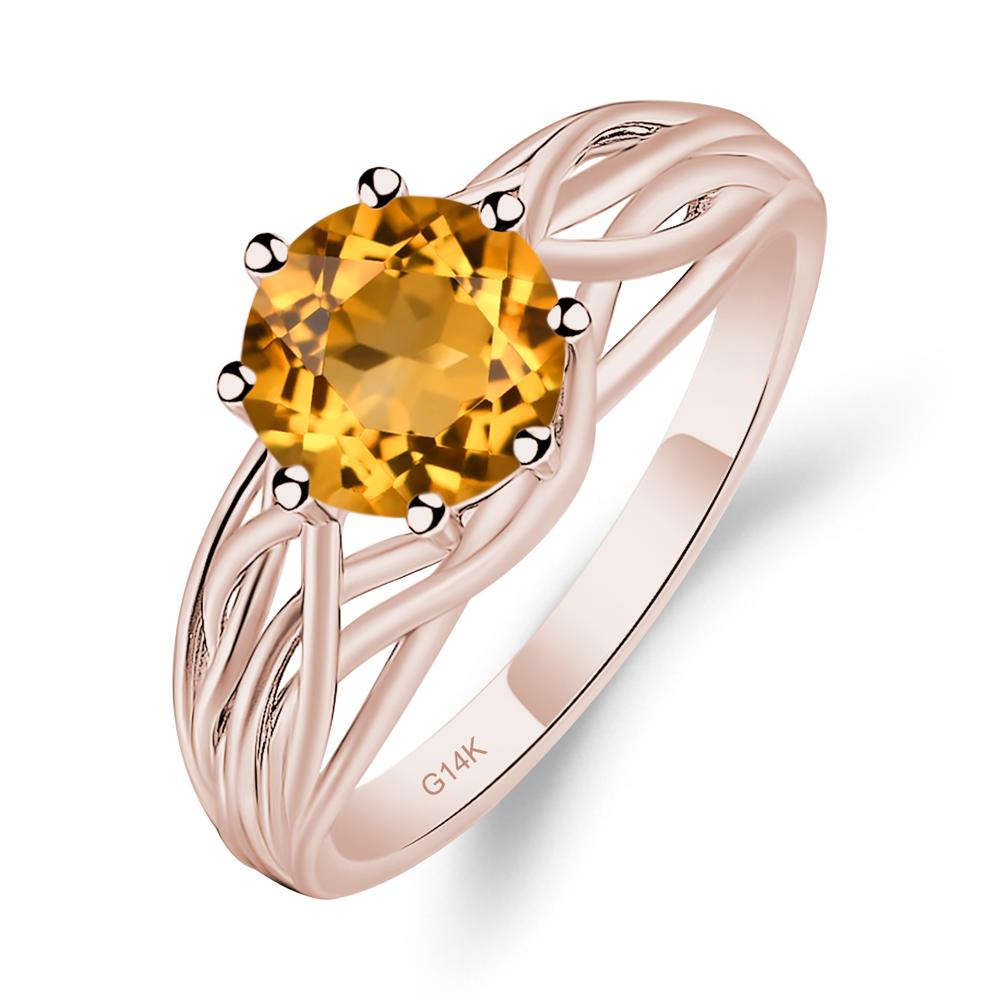 Intertwined Citrine Wedding Ring - LUO Jewelry #metal_14k rose gold