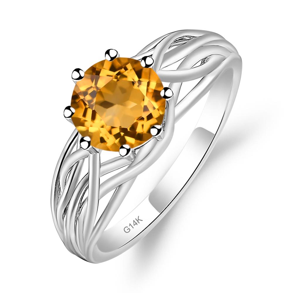 Intertwined Citrine Wedding Ring - LUO Jewelry #metal_14k white gold